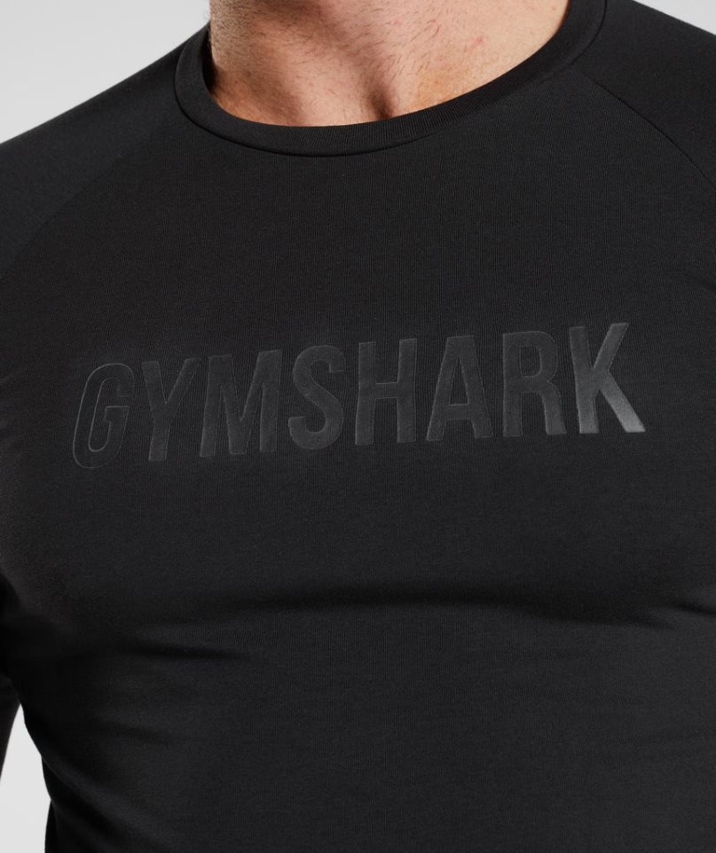 Men's Gymshark Apollo Long Sleeve T-Shirts Black | CA 37106D